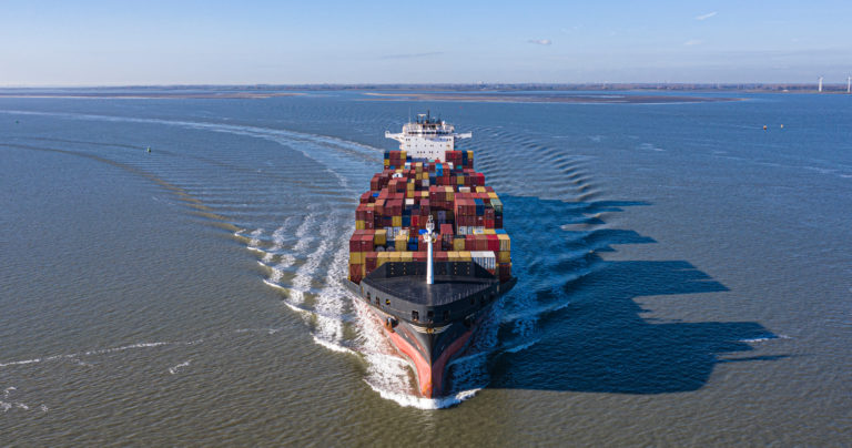 containership drone view